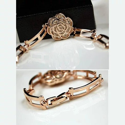 ROSE IS A ROSE 18kt Rose Crystal Bracelet In Rose Gold Polish