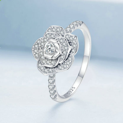 Inlaid Zircon Rose Wedding Ring and Luxury Bracelet