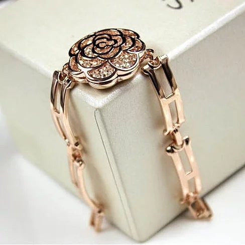ROSE IS A ROSE 18kt Rose Crystal Bracelet In Rose Gold Polish