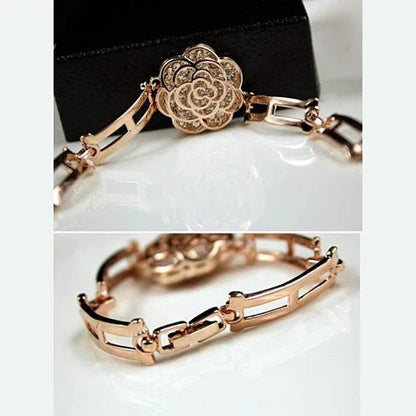 ROSE IS A ROSE 18kt Rose Crystal Bracelet In Rose Gold Polish